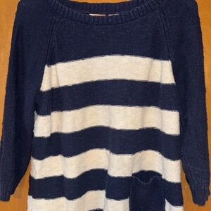 Northcrest Navy and Cream Striped Sweater